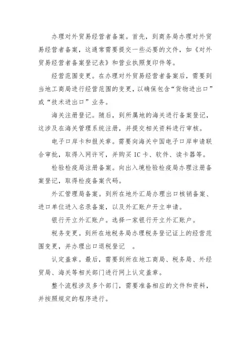 南京外贸进出口权办理流程