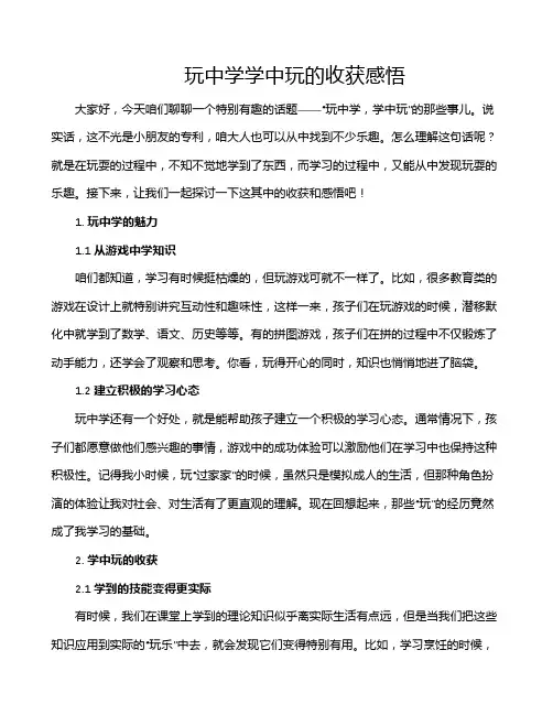 玩中学学中玩的收获感悟