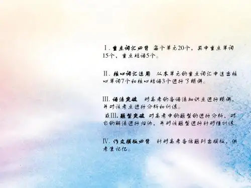 新课标2019高考英语艺考生文化课UnitTwenty_five课件