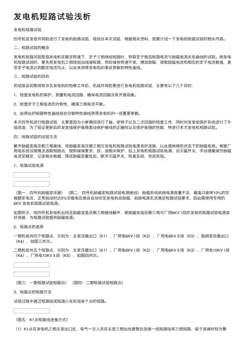 发电机短路试验浅析