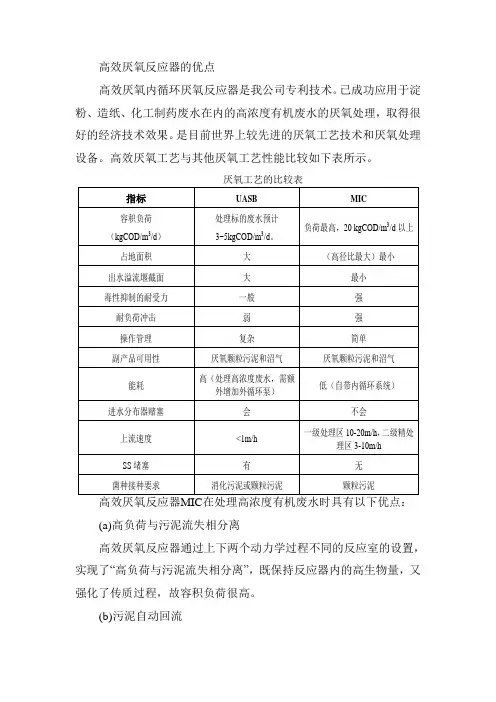 厌氧工艺比较
