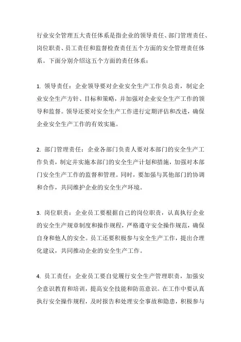 行业安全管理五大责任体系