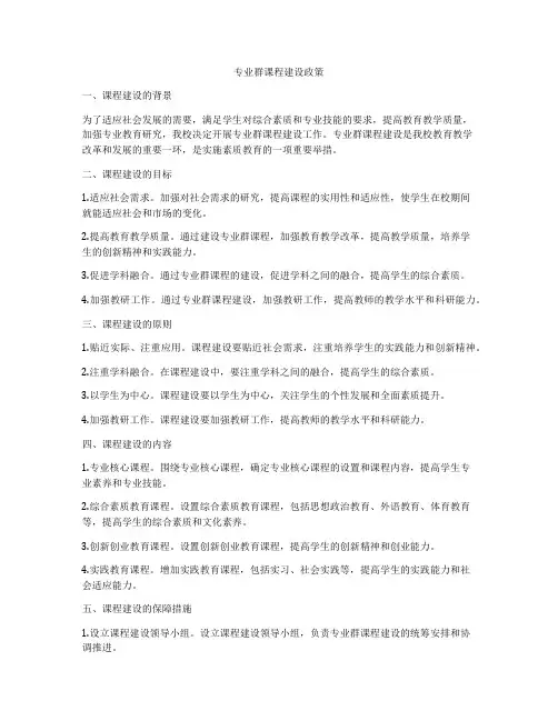 专业群课程建设政策