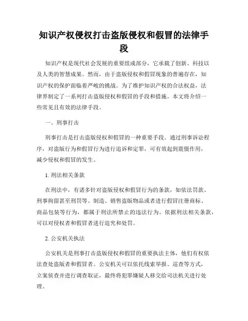 知识产权侵权打击盗版侵权和假冒的法律手段