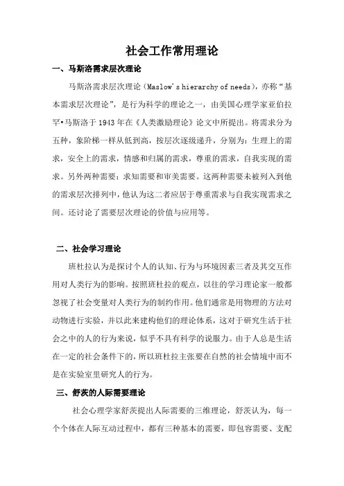 社工常用理论汇总