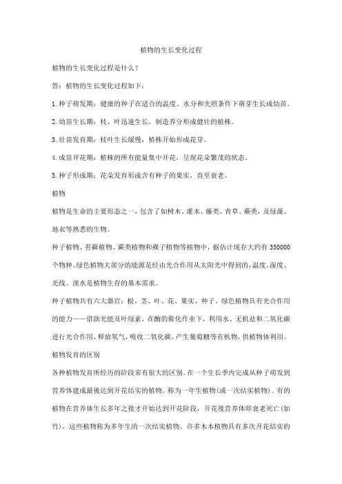 植物的生长变化过程