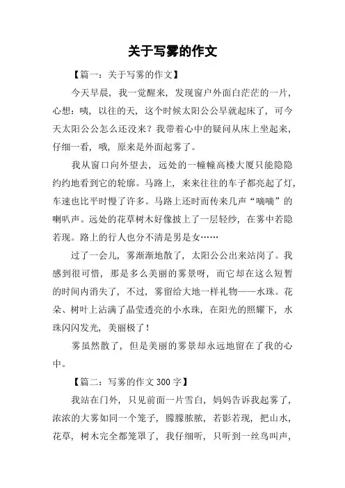 关于写雾的作文