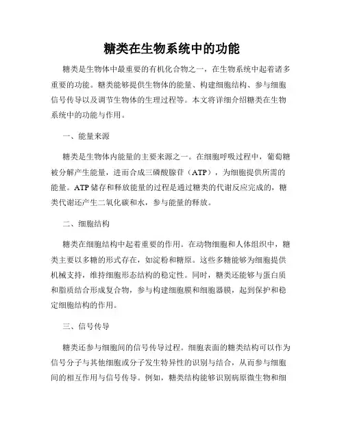 糖类在生物系统中的功能