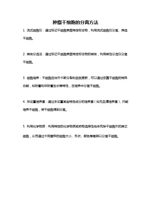 肿瘤干细胞的分离方法