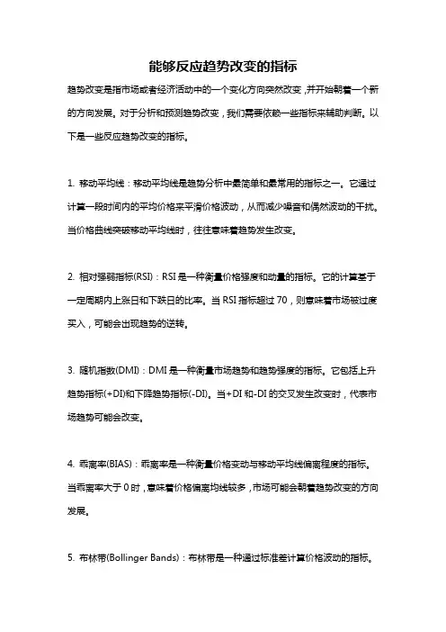 能够反应趋势改变的指标