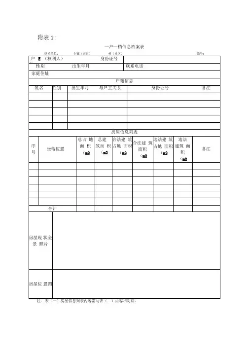 “一户一档”模板