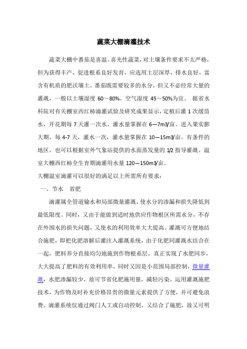 蔬菜大棚滴灌技术