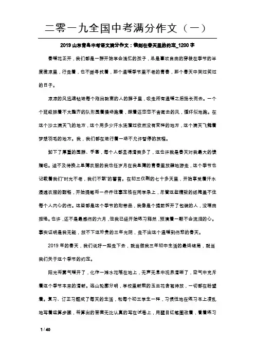 2019全国中考满分作文(一)