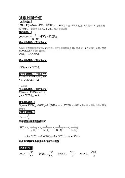【精品文档】财务管理学货币时间价值公式