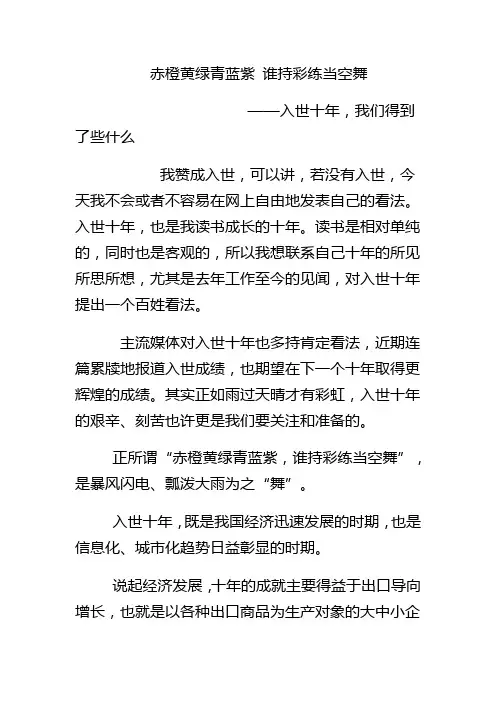 入世十年,我们得到了些什么