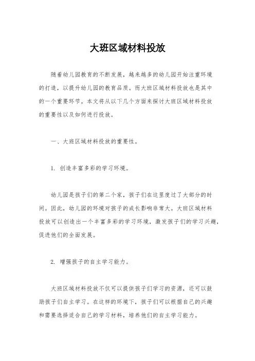 大班区域材料投放