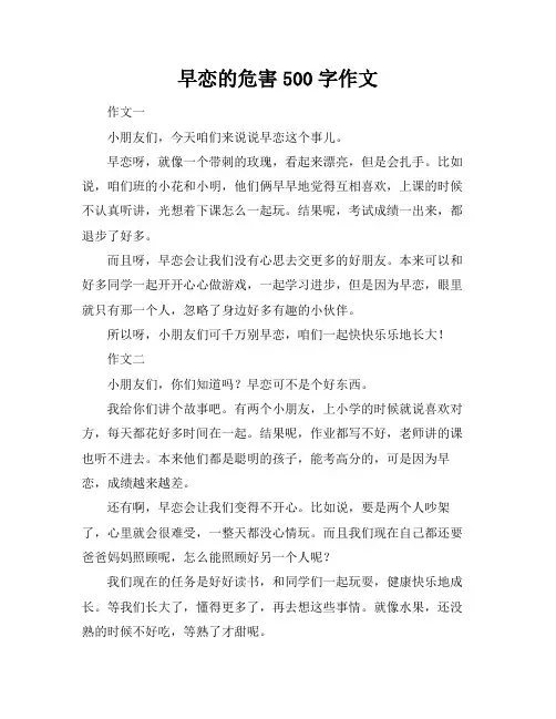 早恋的危害500字作文