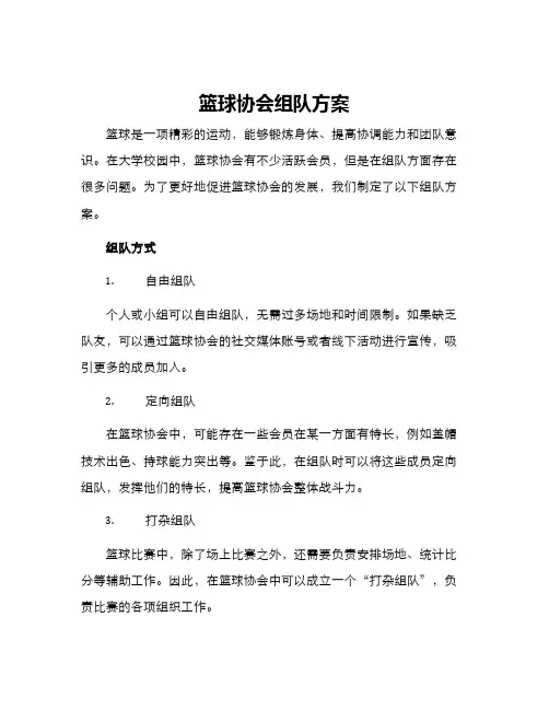 篮球协会组队方案