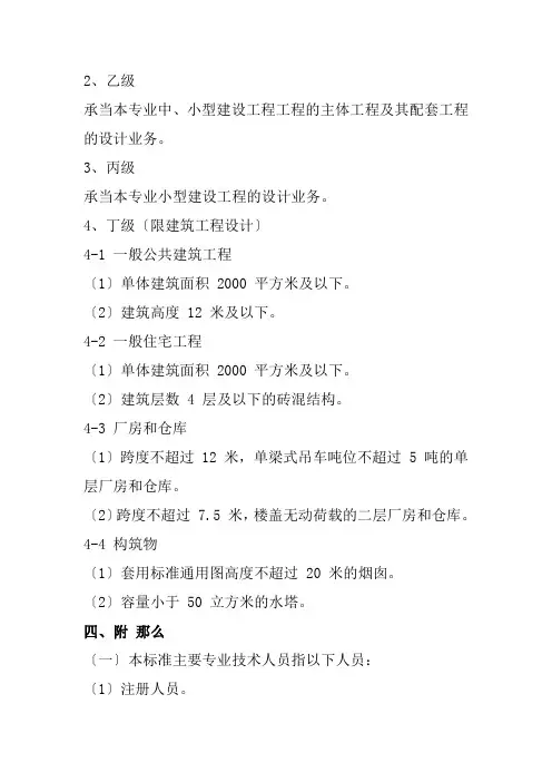 设计资质及承担业务范围