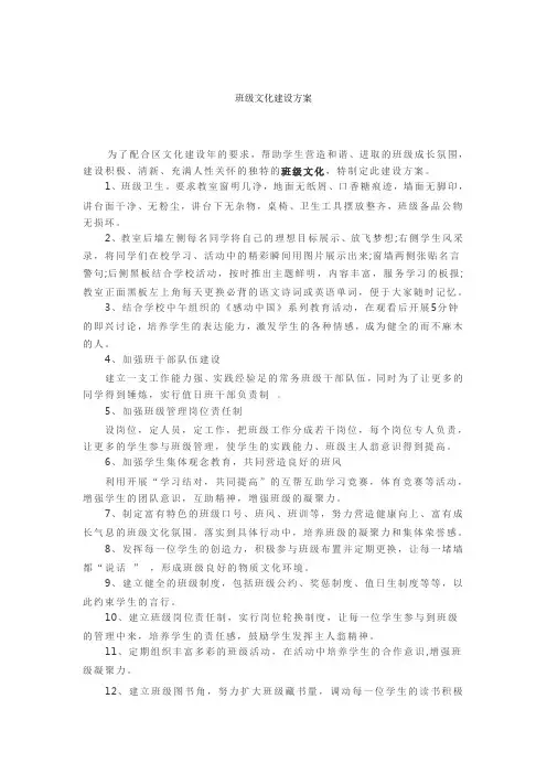 班级文化建设方案(中小学班主任)