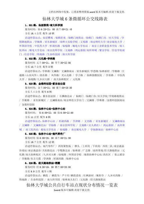 仙林大学城公交微循环、公共自行车站点分布情况一览表