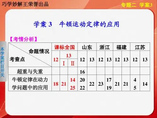 物理二轮  第一部分  专题二  学案 牛顿运动定律的应用