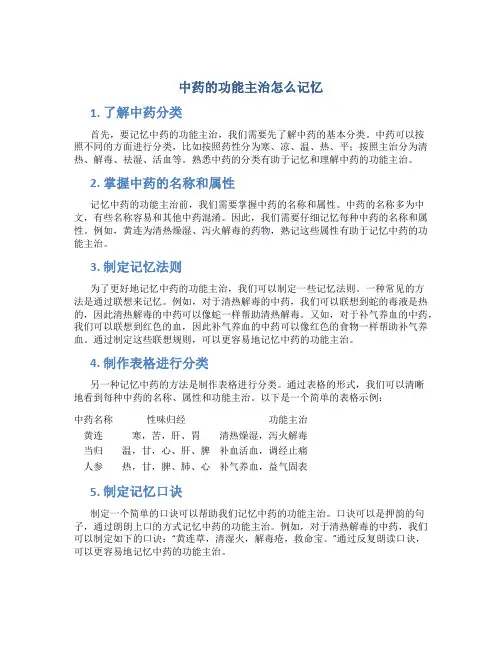 中药的功能主治怎么记忆