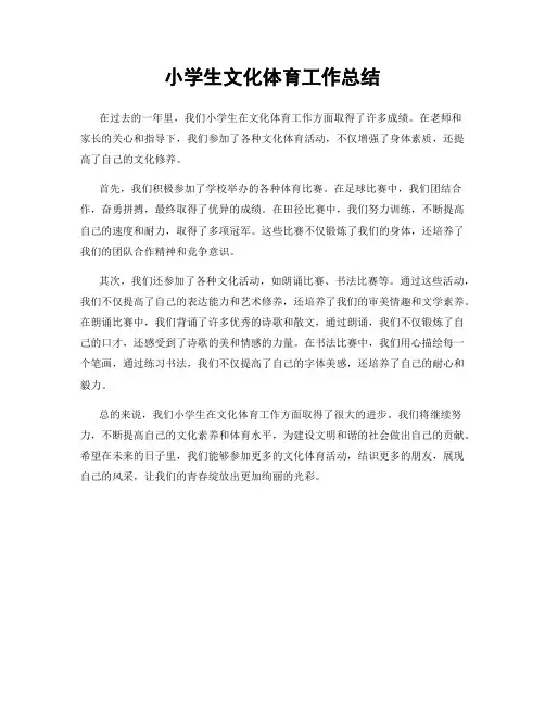 小学生文化体育工作总结