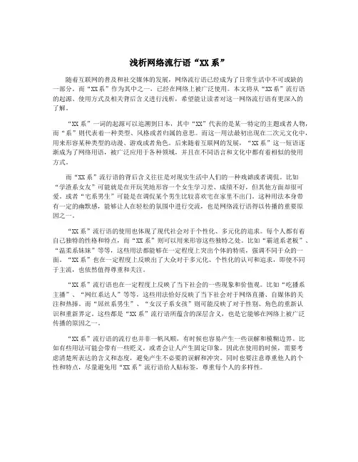 浅析网络流行语“XX系”