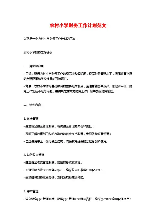 农村小学财务工作计划范文 (3)