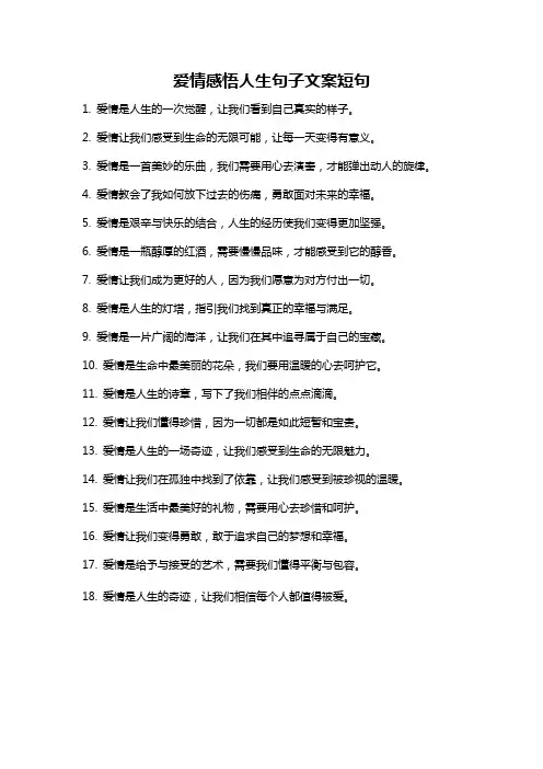 爱情感悟人生句子文案短句
