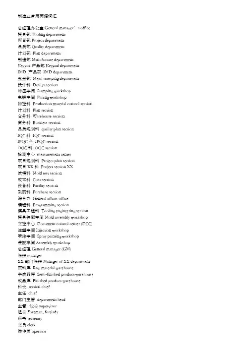 工厂常用英语