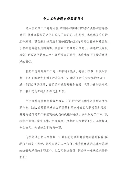 个人工作表现自我鉴定范文（5篇）