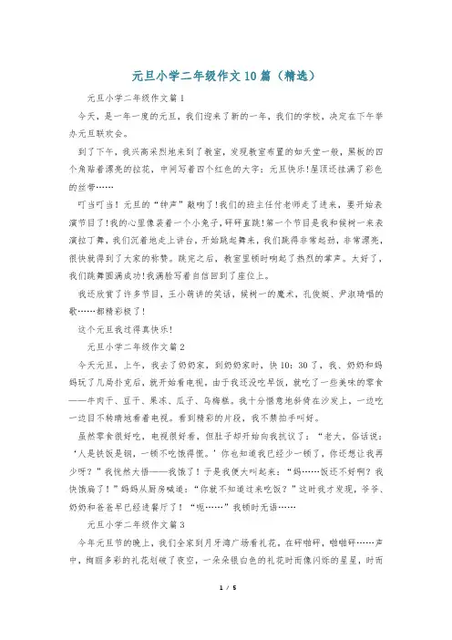 元旦小学二年级作文10篇(精选)