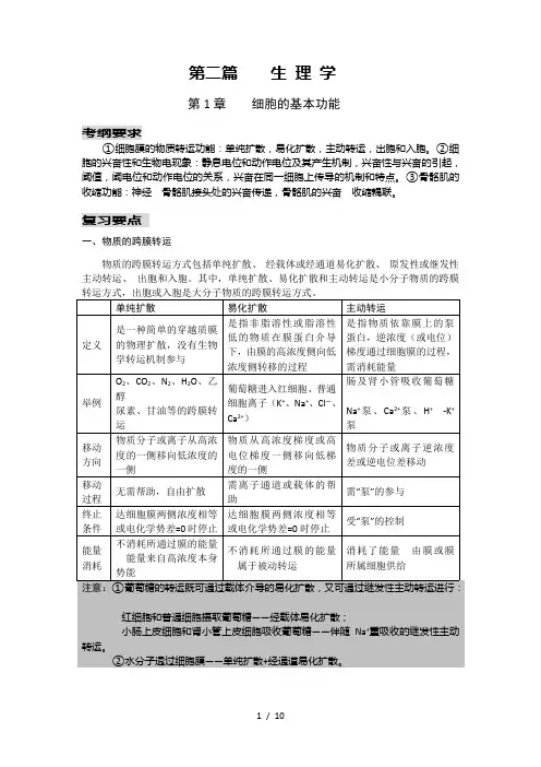 2011年临床执业医师考试生理学辅导讲义(贺银成版)