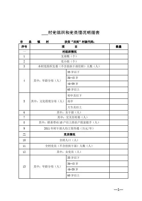 村党组织和党员情况明细表