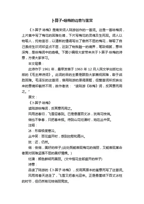 卜算子·咏梅的诗意与鉴赏