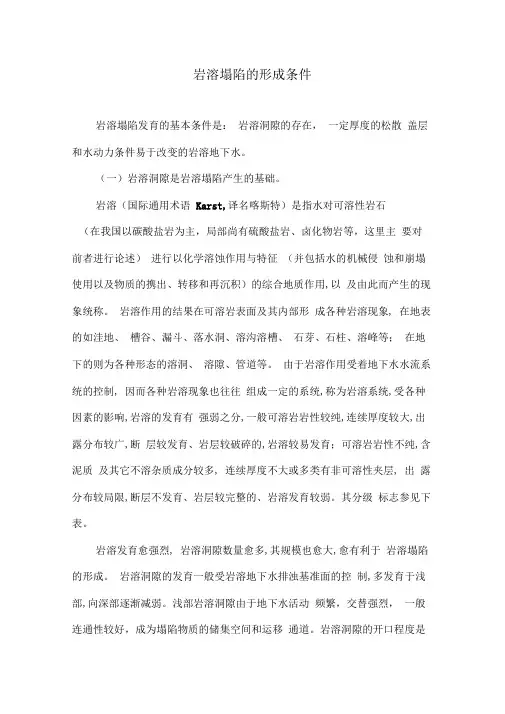 岩溶塌陷的形成条件