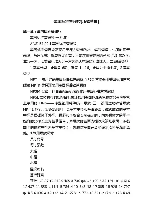 美国标准管螺纹[小编整理]
