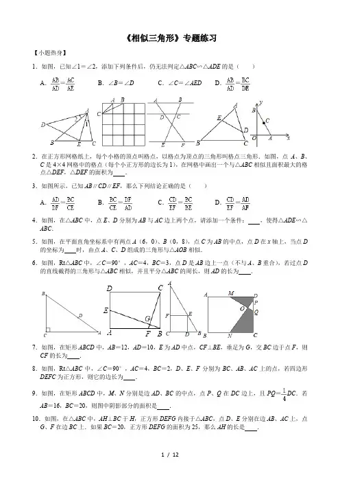 苏科版九年级数学下册第6章《相似三角形》专题练习