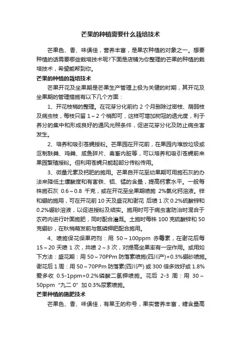 芒果的种植需要什么栽培技术