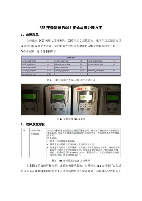 ABB变频器报F0016接地故障处理方案
