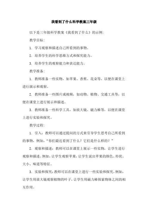 我看到了什么科学教案三年级