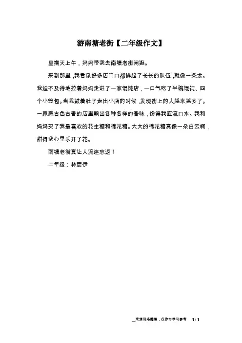游南塘老街【二年级作文】
