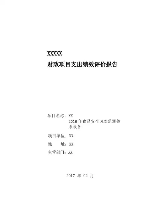 XX市本级财政项目支出绩效评价报告