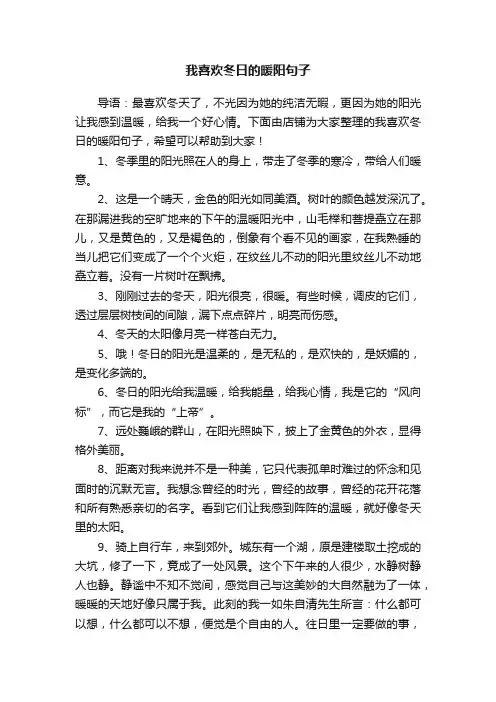 我喜欢冬日的暖阳句子