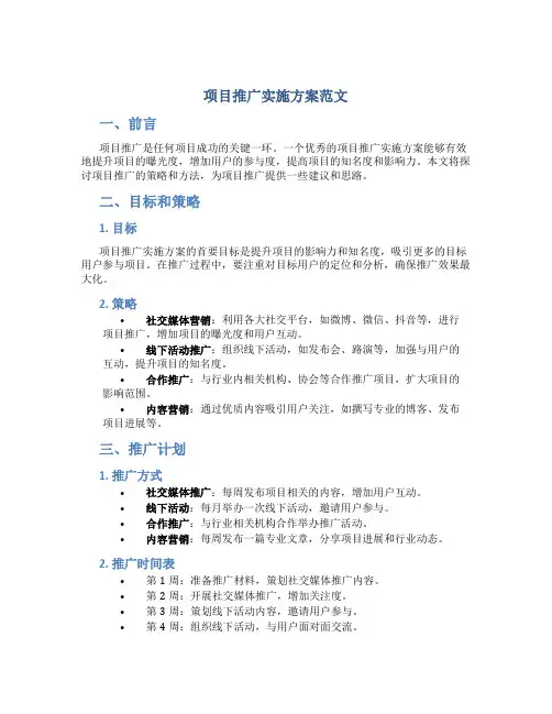 项目推广实施方案范文