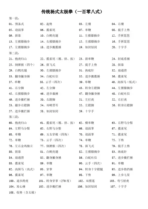 传统杨式太极拳(一百零八式)