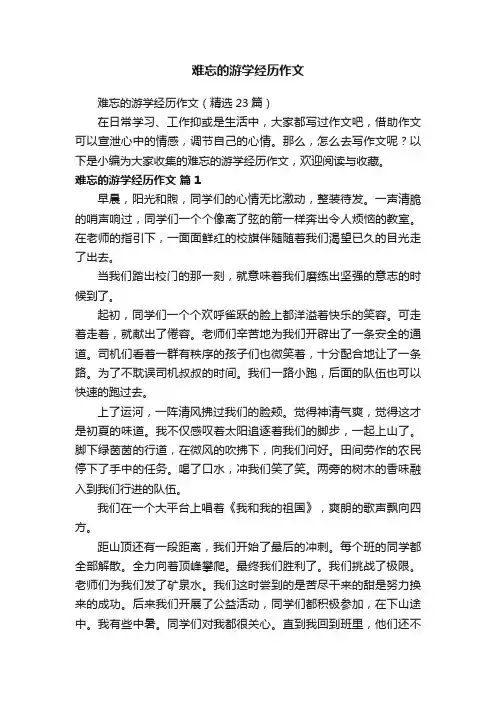 难忘的游学经历作文（精选23篇）