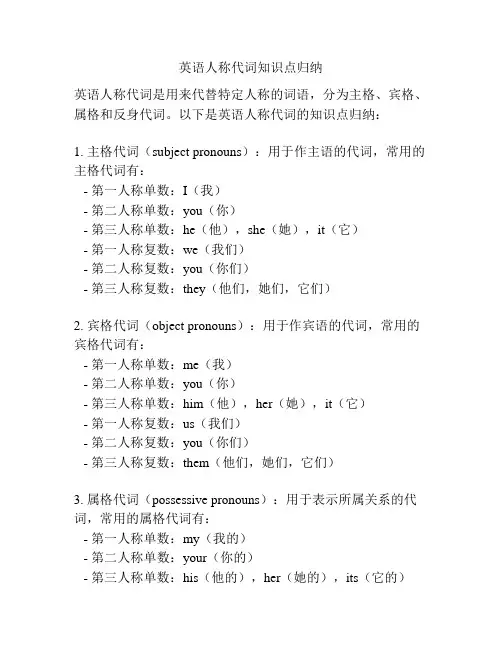 英语人称代词知识点归纳